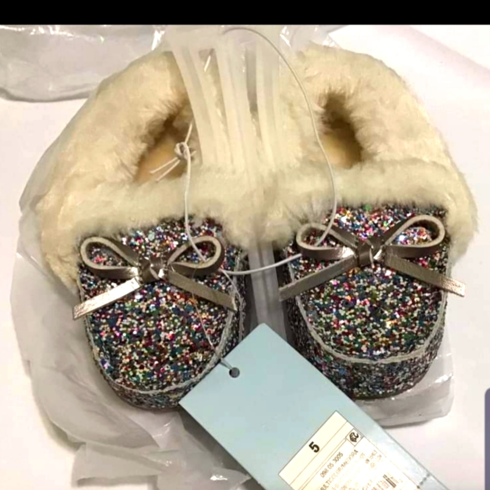 Cat & Jack Multicolor Glitter Kids Slippers